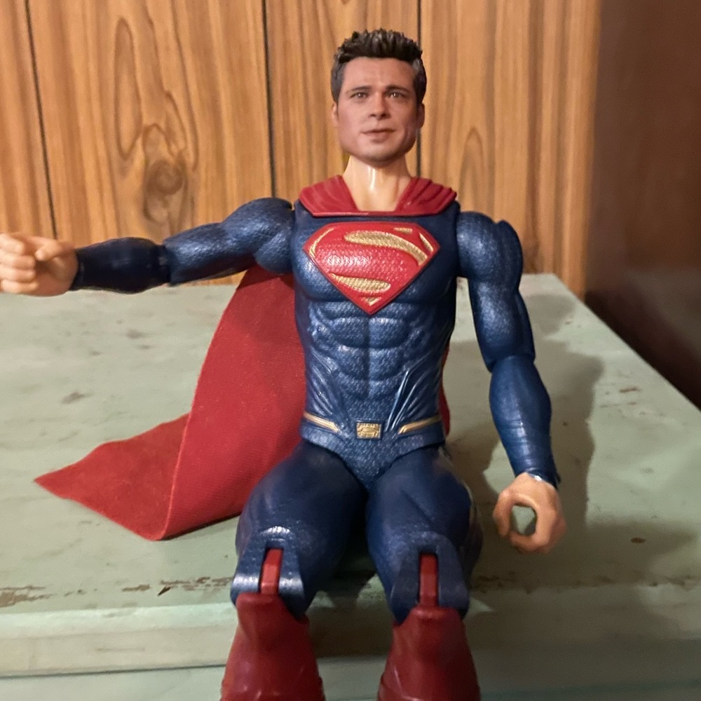 ⚡️ SUPERBRAD Brad Pitt Superman Custom Action Figure Cowabunga Customz ⚡️